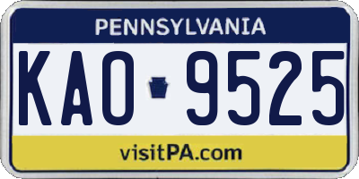 PA license plate KAO9525