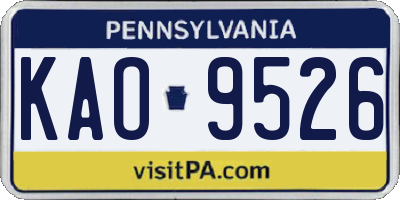 PA license plate KAO9526