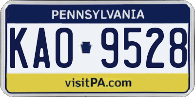 PA license plate KAO9528