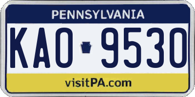 PA license plate KAO9530