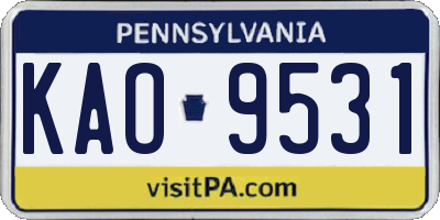 PA license plate KAO9531