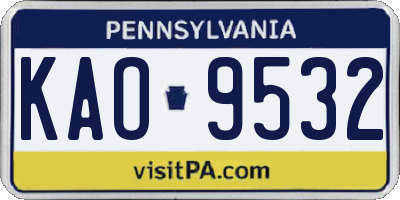 PA license plate KAO9532