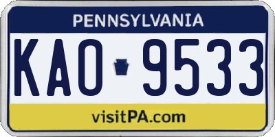 PA license plate KAO9533