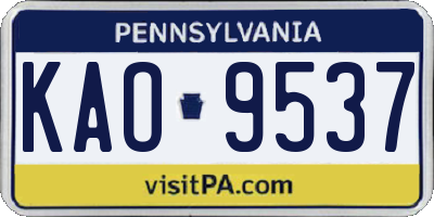 PA license plate KAO9537