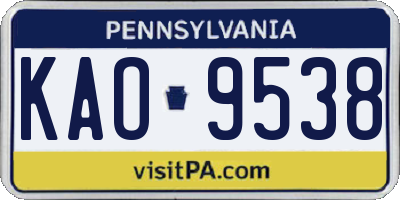 PA license plate KAO9538