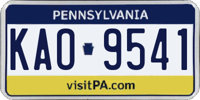 PA license plate KAO9541
