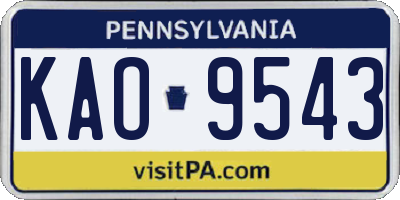 PA license plate KAO9543