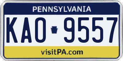 PA license plate KAO9557