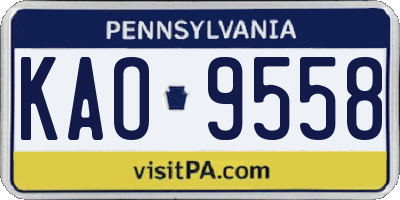 PA license plate KAO9558