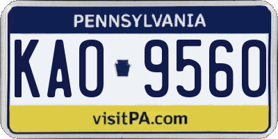 PA license plate KAO9560