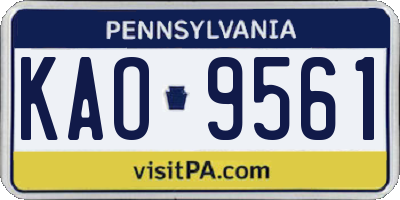 PA license plate KAO9561