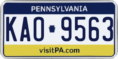 PA license plate KAO9563