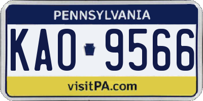 PA license plate KAO9566