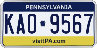 PA license plate KAO9567