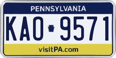 PA license plate KAO9571
