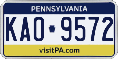 PA license plate KAO9572