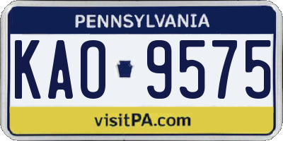 PA license plate KAO9575
