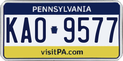 PA license plate KAO9577