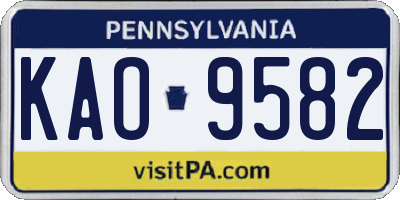 PA license plate KAO9582