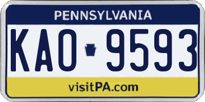 PA license plate KAO9593