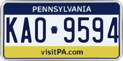 PA license plate KAO9594