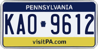 PA license plate KAO9612
