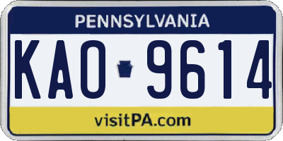 PA license plate KAO9614