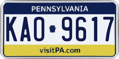 PA license plate KAO9617