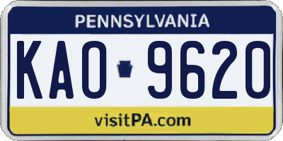 PA license plate KAO9620