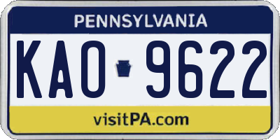 PA license plate KAO9622
