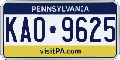 PA license plate KAO9625