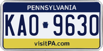 PA license plate KAO9630