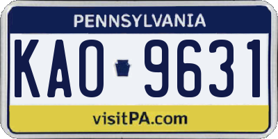 PA license plate KAO9631