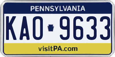 PA license plate KAO9633