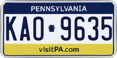 PA license plate KAO9635