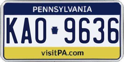 PA license plate KAO9636