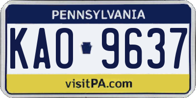 PA license plate KAO9637
