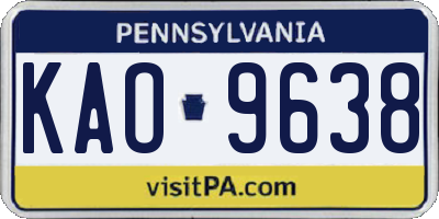 PA license plate KAO9638