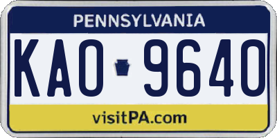 PA license plate KAO9640