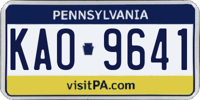 PA license plate KAO9641