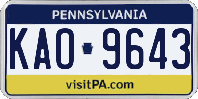 PA license plate KAO9643