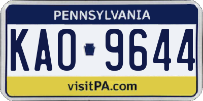 PA license plate KAO9644