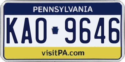 PA license plate KAO9646
