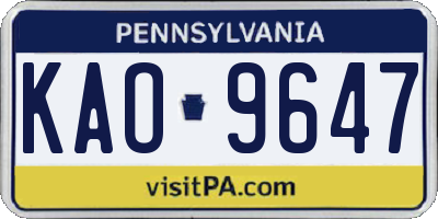 PA license plate KAO9647