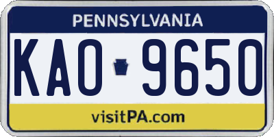 PA license plate KAO9650