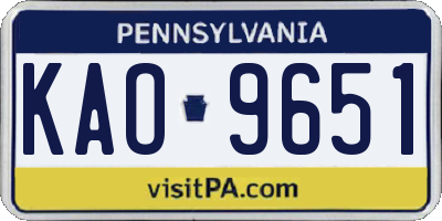 PA license plate KAO9651