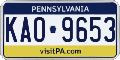 PA license plate KAO9653