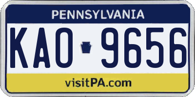 PA license plate KAO9656