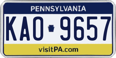 PA license plate KAO9657