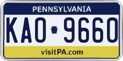 PA license plate KAO9660